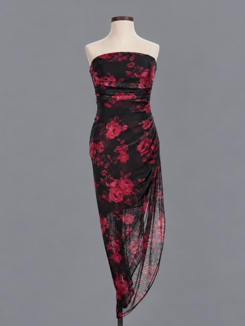 Emerald Sundae Floral Ruched Strapless Asymmetrical Dress – XS – NWT